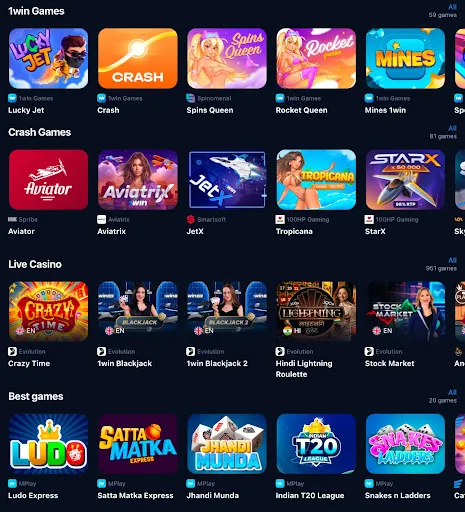 top games 1win casino Vietnam